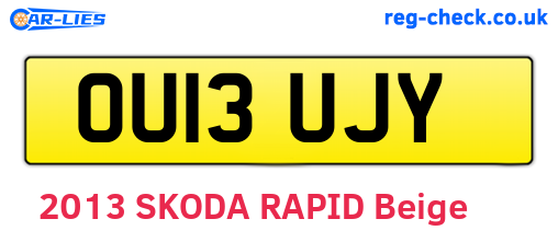 OU13UJY are the vehicle registration plates.