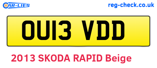 OU13VDD are the vehicle registration plates.