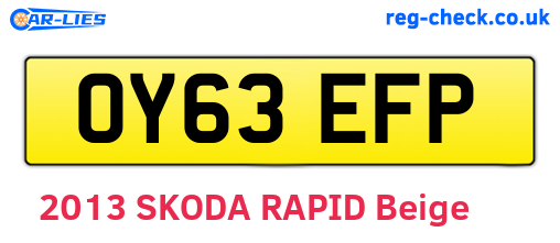 OY63EFP are the vehicle registration plates.