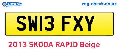 SW13FXY are the vehicle registration plates.