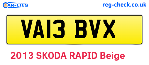 VA13BVX are the vehicle registration plates.