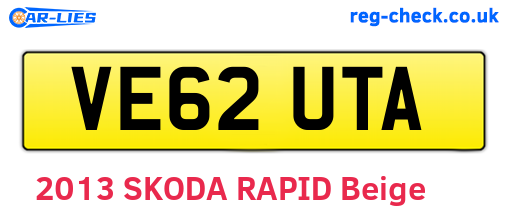 VE62UTA are the vehicle registration plates.