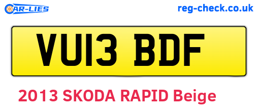 VU13BDF are the vehicle registration plates.