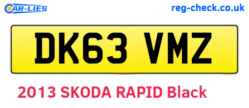 DK63VMZ are the vehicle registration plates.