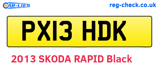 PX13HDK are the vehicle registration plates.