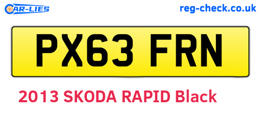 PX63FRN are the vehicle registration plates.