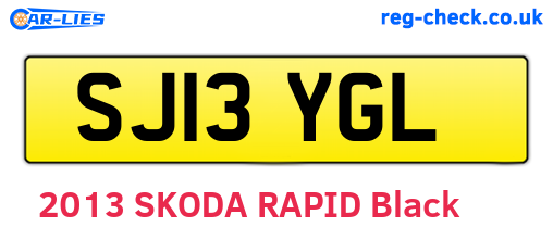 SJ13YGL are the vehicle registration plates.