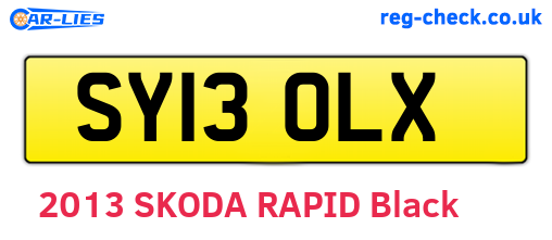 SY13OLX are the vehicle registration plates.