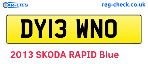 DY13WNO are the vehicle registration plates.