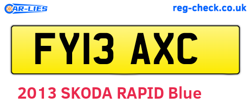 FY13AXC are the vehicle registration plates.