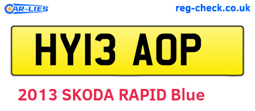 HY13AOP are the vehicle registration plates.