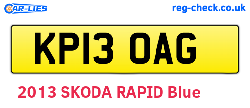 KP13OAG are the vehicle registration plates.