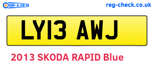 LY13AWJ are the vehicle registration plates.