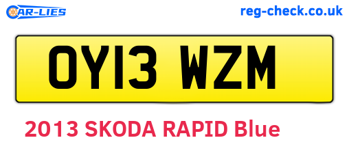 OY13WZM are the vehicle registration plates.