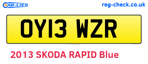 OY13WZR are the vehicle registration plates.