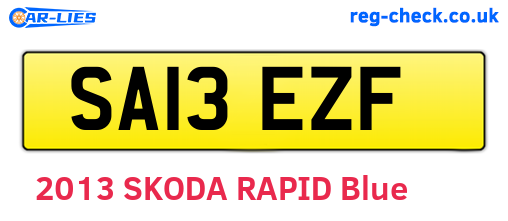 SA13EZF are the vehicle registration plates.