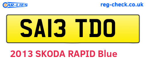 SA13TDO are the vehicle registration plates.