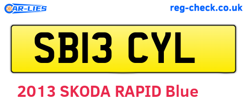SB13CYL are the vehicle registration plates.