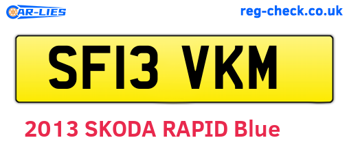 SF13VKM are the vehicle registration plates.