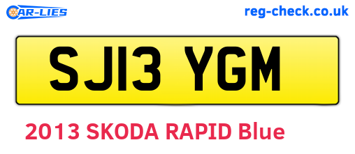 SJ13YGM are the vehicle registration plates.