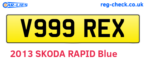 V999REX are the vehicle registration plates.