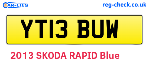YT13BUW are the vehicle registration plates.
