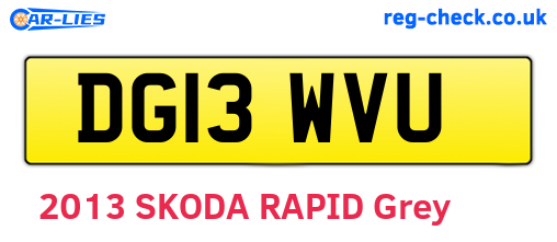 DG13WVU are the vehicle registration plates.