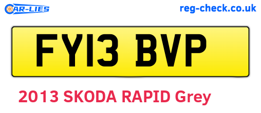 FY13BVP are the vehicle registration plates.