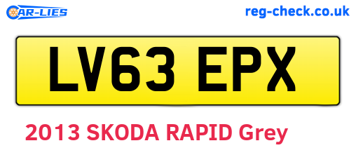 LV63EPX are the vehicle registration plates.