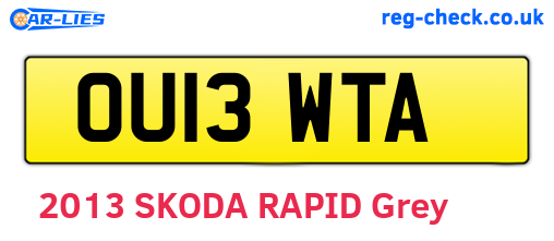 OU13WTA are the vehicle registration plates.