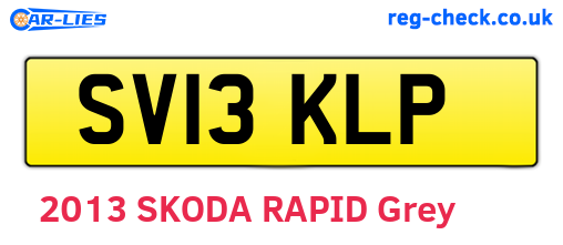 SV13KLP are the vehicle registration plates.