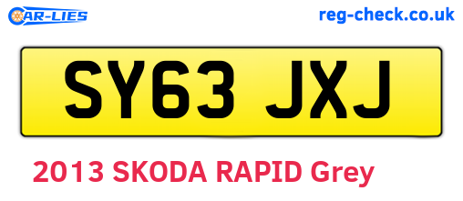 SY63JXJ are the vehicle registration plates.