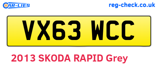 VX63WCC are the vehicle registration plates.
