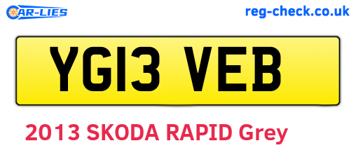 YG13VEB are the vehicle registration plates.