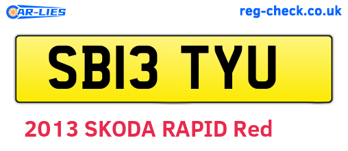 SB13TYU are the vehicle registration plates.