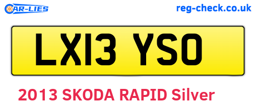 LX13YSO are the vehicle registration plates.