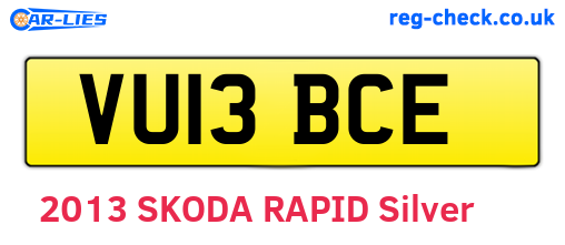 VU13BCE are the vehicle registration plates.