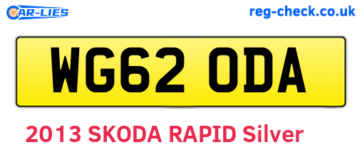 WG62ODA are the vehicle registration plates.