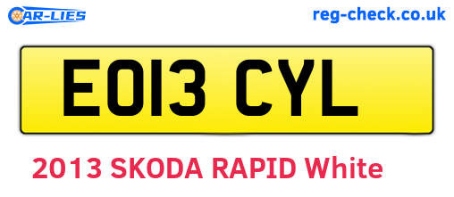 EO13CYL are the vehicle registration plates.