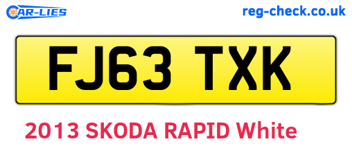 FJ63TXK are the vehicle registration plates.