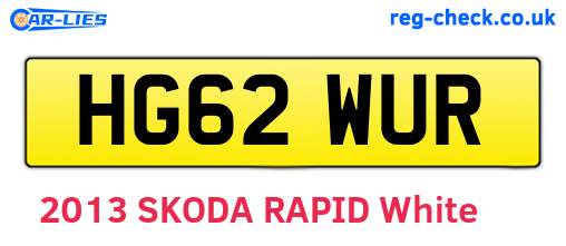 HG62WUR are the vehicle registration plates.