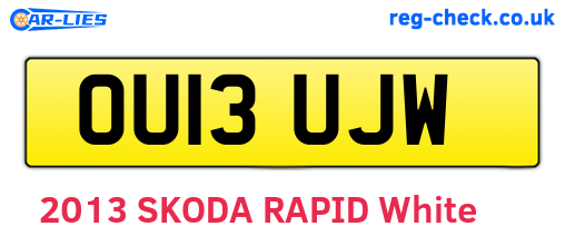 OU13UJW are the vehicle registration plates.