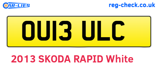 OU13ULC are the vehicle registration plates.