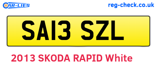 SA13SZL are the vehicle registration plates.