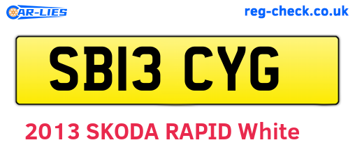 SB13CYG are the vehicle registration plates.