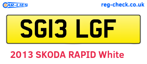 SG13LGF are the vehicle registration plates.