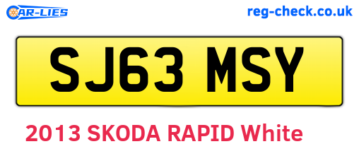 SJ63MSY are the vehicle registration plates.