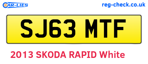 SJ63MTF are the vehicle registration plates.