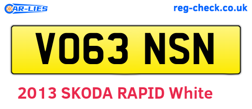 VO63NSN are the vehicle registration plates.