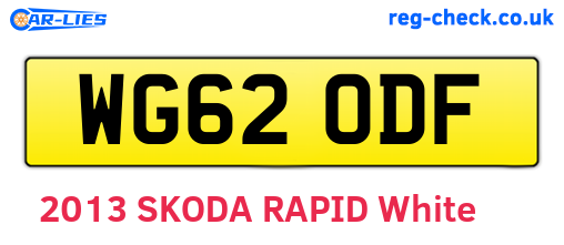 WG62ODF are the vehicle registration plates.
